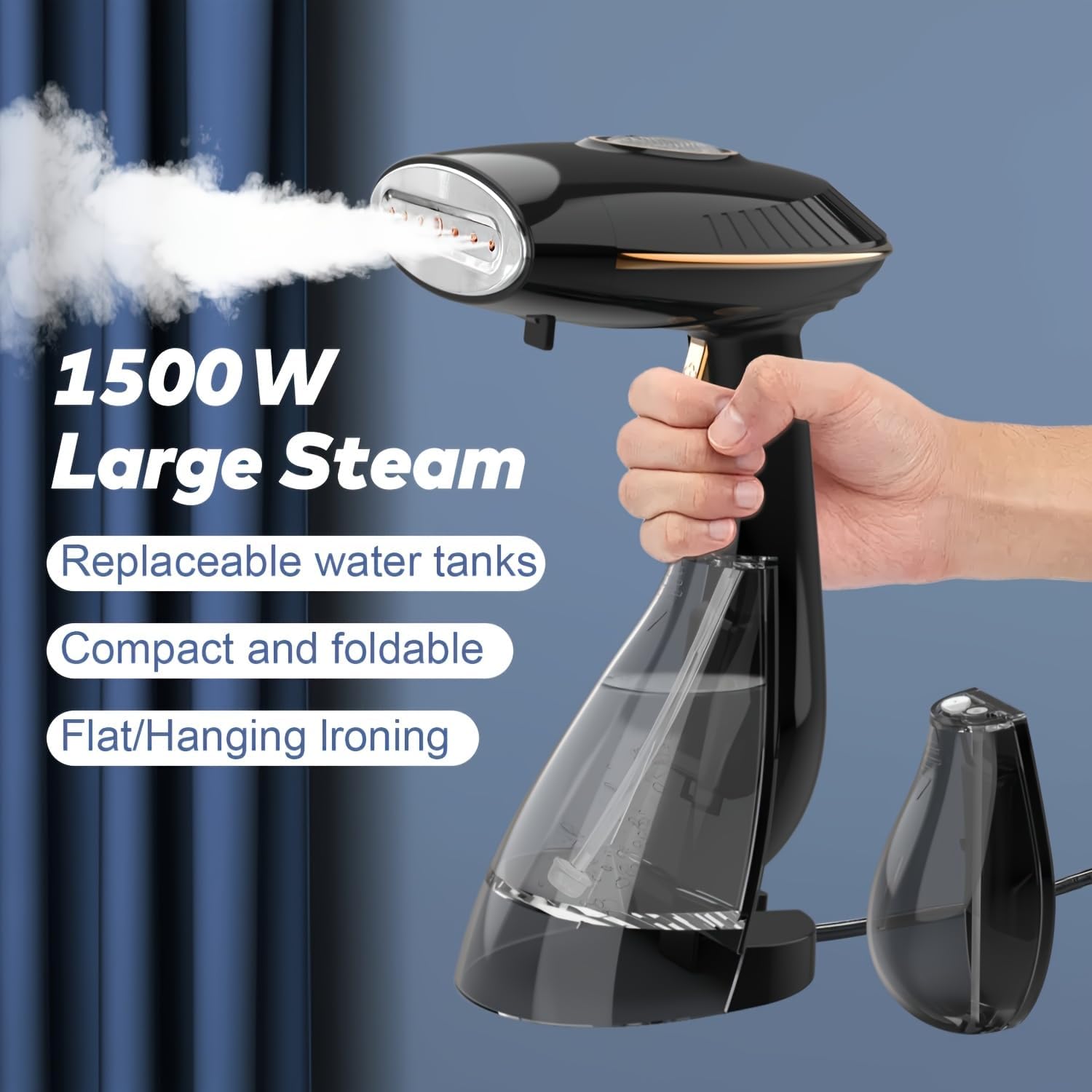 Portable Handheld Garment Steamer, 1500W Powerful Steam Generator for Removing Wrinkles From Clothes, Continuous Spray Of Large Amounts Of Steam