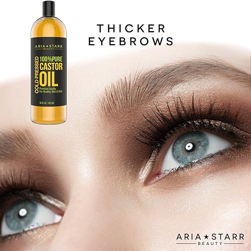 Miniatura 6 de Aceite de ricino prensado en frío de Aria Starr 16 fl oz El mejor y 100 puro aceite de ricino para el crecimiento del cabello el rostro la