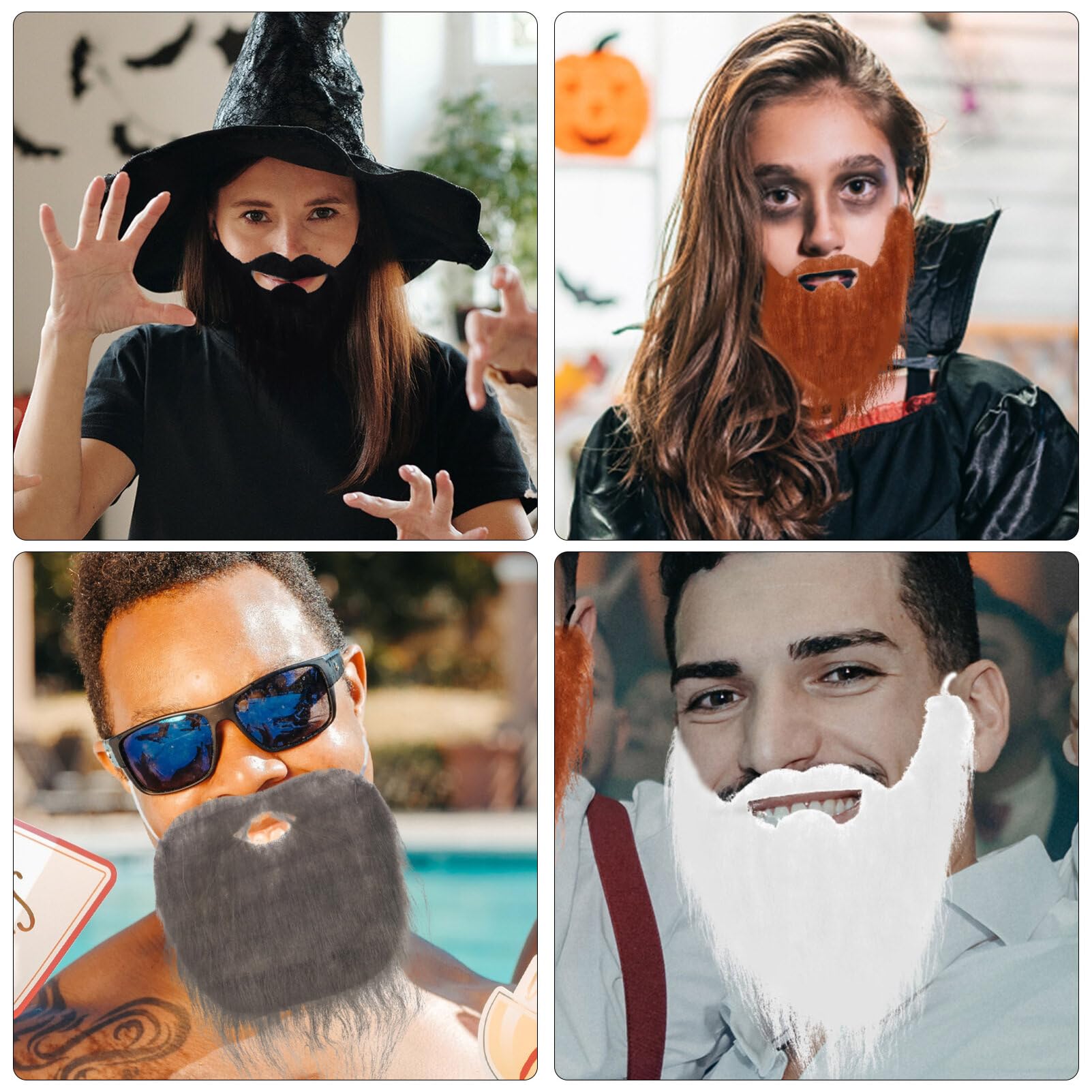 8Pcs Halloween Fake Beards Artificial Facical Beards Halloween Costume Accessory Gnome DIY Crafts Beards Christmas Santa Claus Beards - Image 2