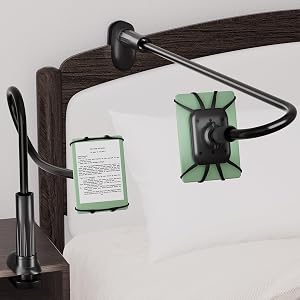 Gooseneck Kindle Holder for Reading in Bed - [Anti-Slip] Phone Holder for Bed, Kindle Stand Accessories, for iPad mini Stand for Desk, for Paperwhite Oasis Tablets 4-10.5 inches (Black)