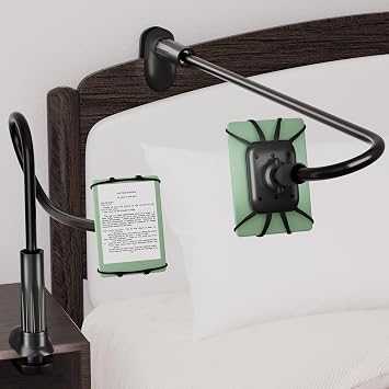 Arctiiro Gooseneck Kindle Holder for Reading in Bed - [Case-Friendly] Phone Holder for Bed, Kindle Paperwhite Stand Accessories, Overhead Cell Phone Clamp Mount for Desk, for Tablets 4-10 inches