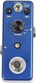 Rowin LEF-3807 Gitarren-Effektpedal, digitaler Harmonizer mit einstellbarer Pitch-Shift -25 bis +25 Cent, True Bypass, Blue Finish