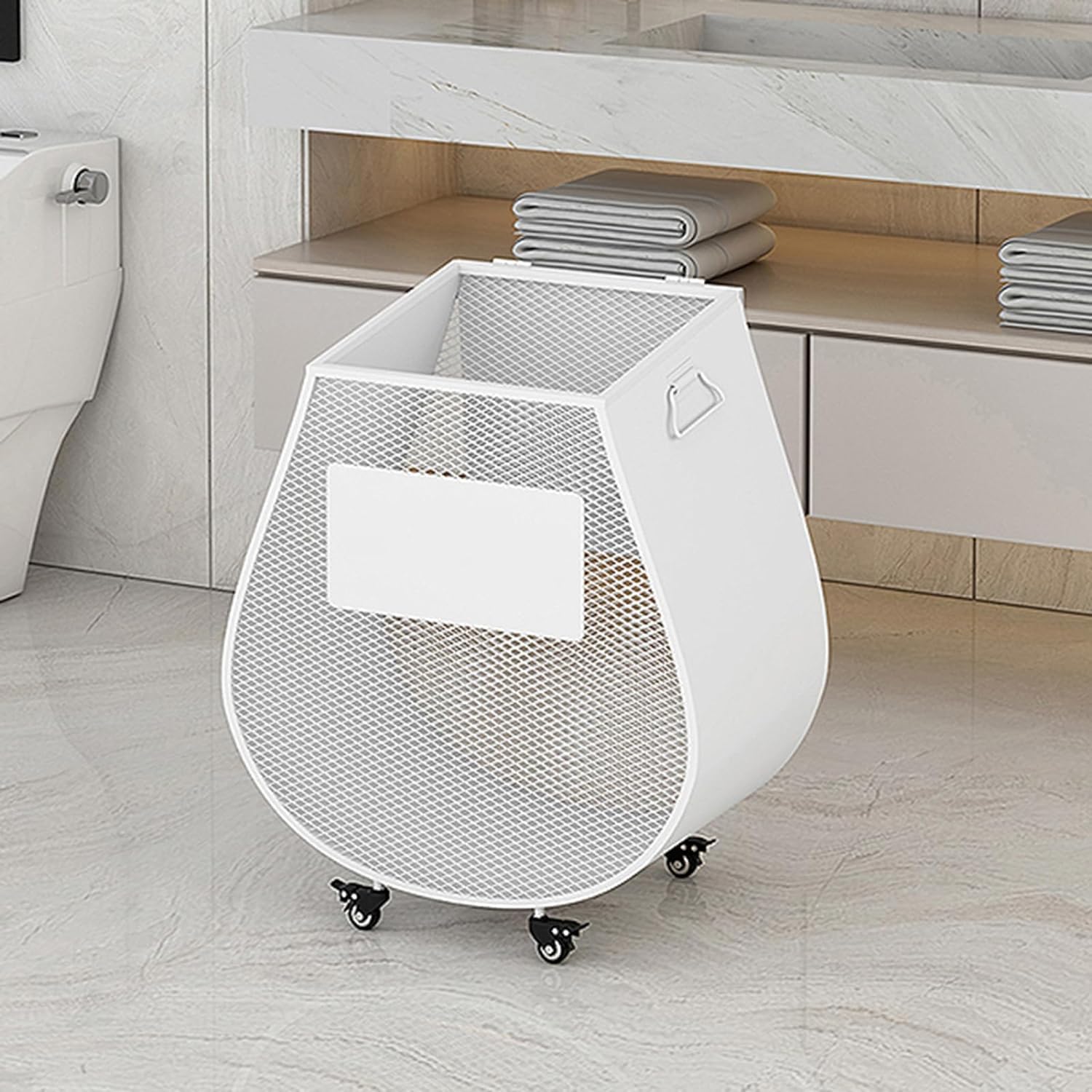 Kosz na Pranie Rollende wasmand op afsluitbare wielen Metalen gaas wasmand Winkelwagen Huishoudelijke vuile klerenmand Heavy Duty speelgoedorganizer voor badkamer Pojemnik