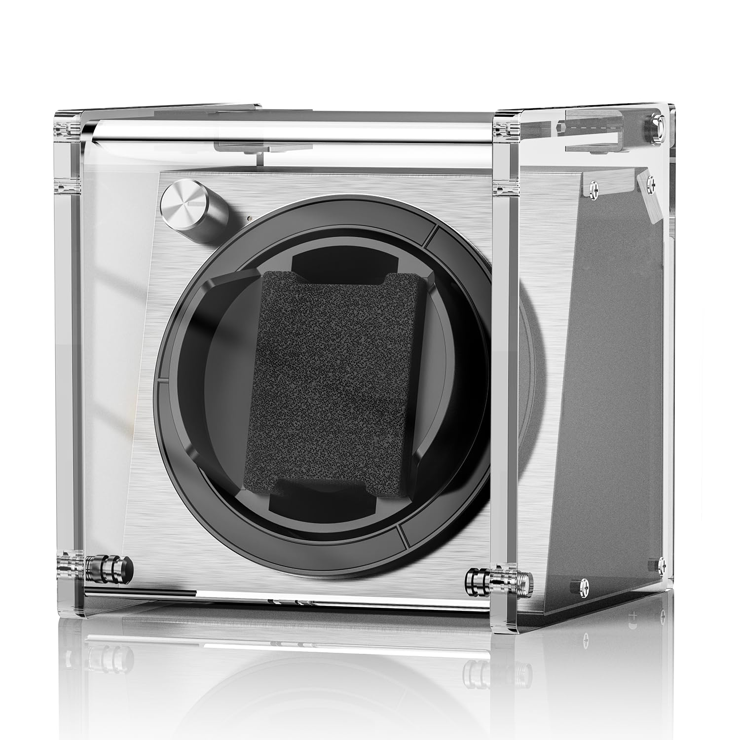 Watch Winder for Single Automatic Watches - Rainbow Watch Winder Box with Quiet Motor 4 Rotation Mode Setting Clear