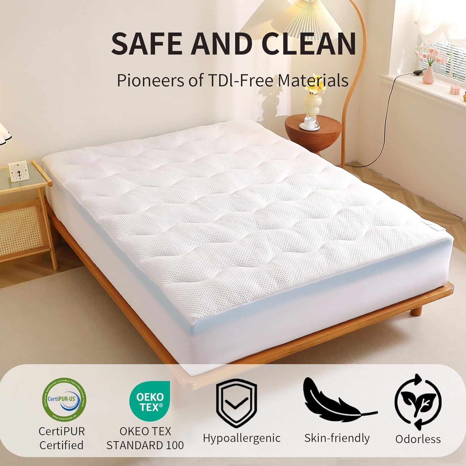 4 inch Dual Layer King Mattress Topper for Back Pain Relief，2 Inch Cooling Gel Memory Foam Plus 2 Inch Pillow Top Mattress Pad Cover 15% Viscose Made from Bamboo, with 6-16 Inch Deep Pocket (King)