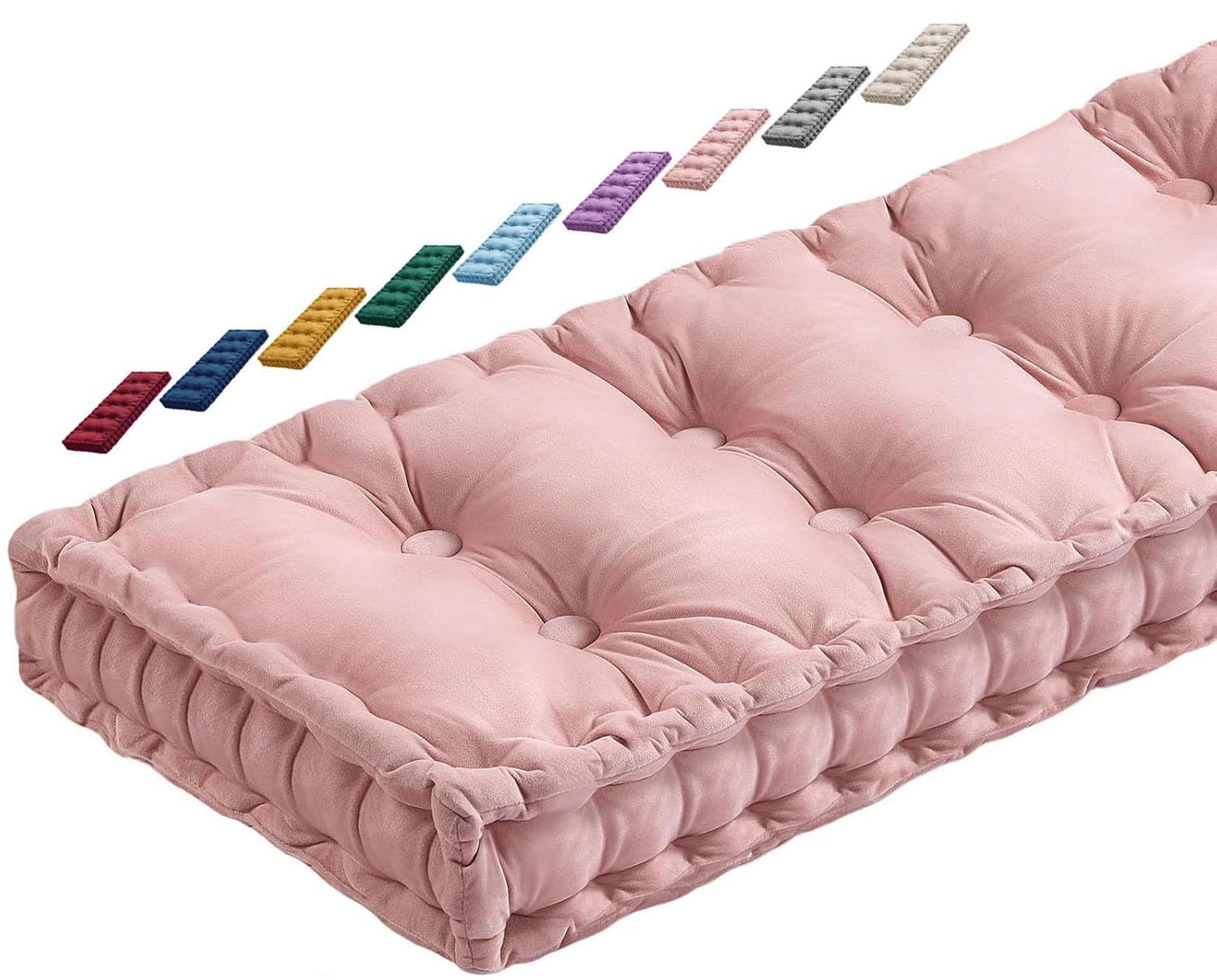 Coussin de Banc Interieur 1 2 3 ou 4 Places, Coussin de Siège de Banc 120x40/100x40/140x40/80x40cm Coussin d'assise pour Banc 10cm d'épaisseur Mobilier Coussin De Sol(Rose,200x40x10cm)