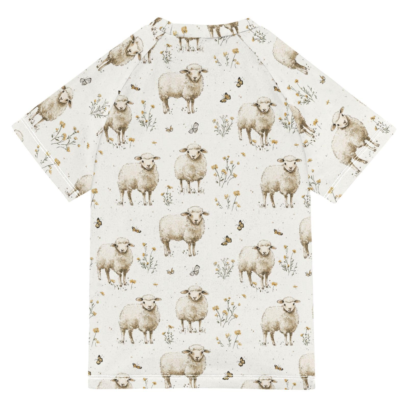 Matching Bathing Suits for Kids Short Sleeve Little Girls Swimsuits 7T Chic Sheep White