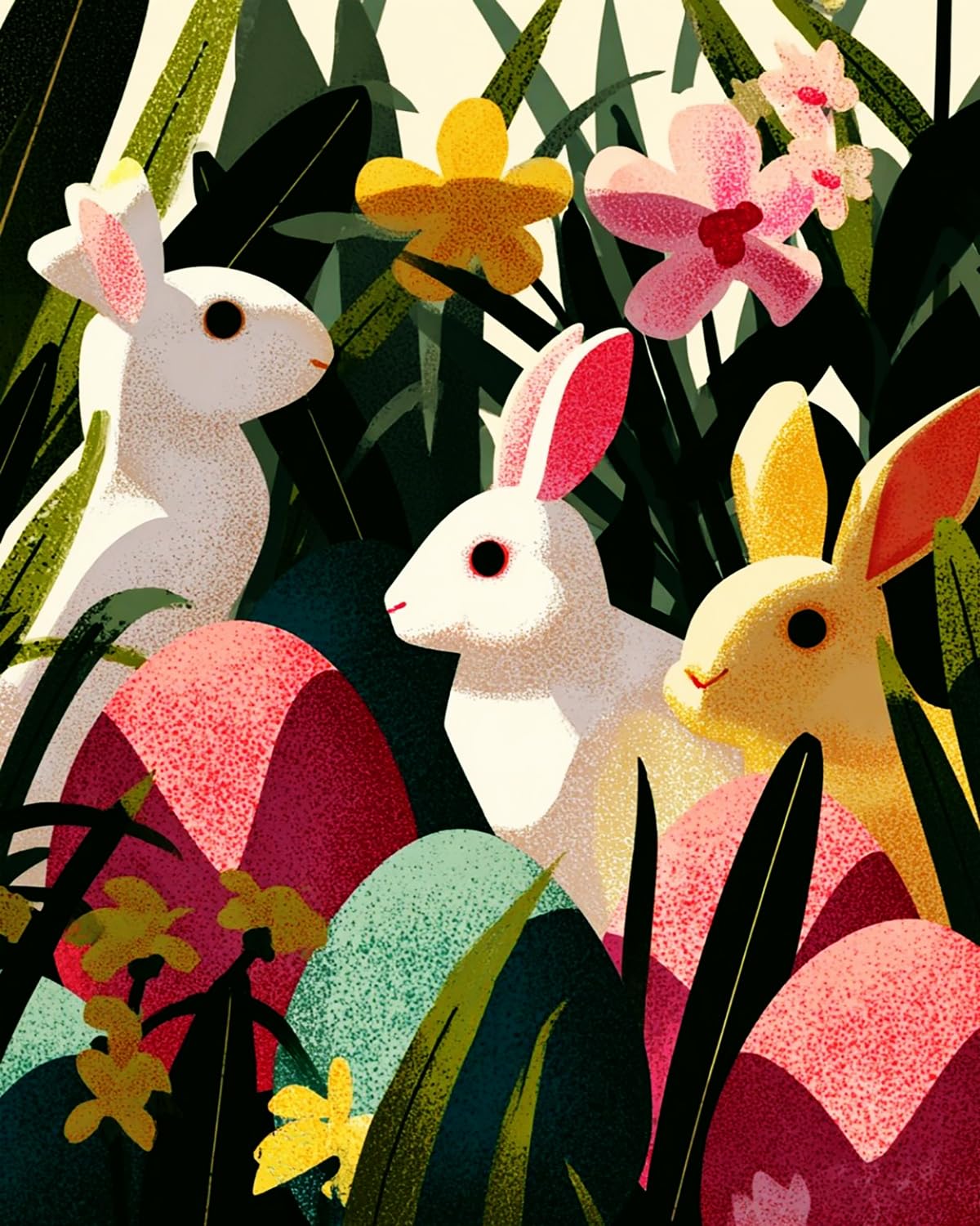 Liubaishi Multicolour Paint By Numbers For Adults, Easter Egg Rabbit Garden, 40X50 Cm Acrylic Canvas Kit