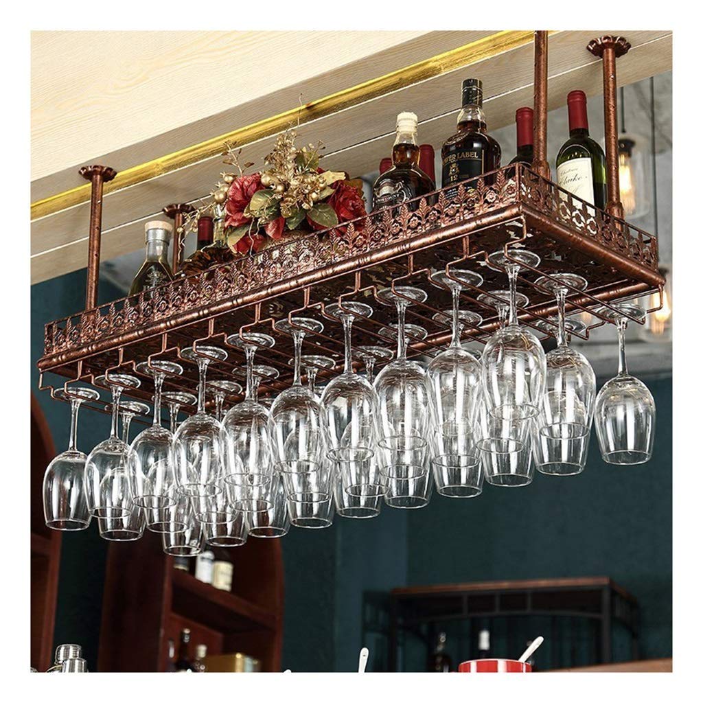 Estante para copas de vino colgante de hierro rústico premium