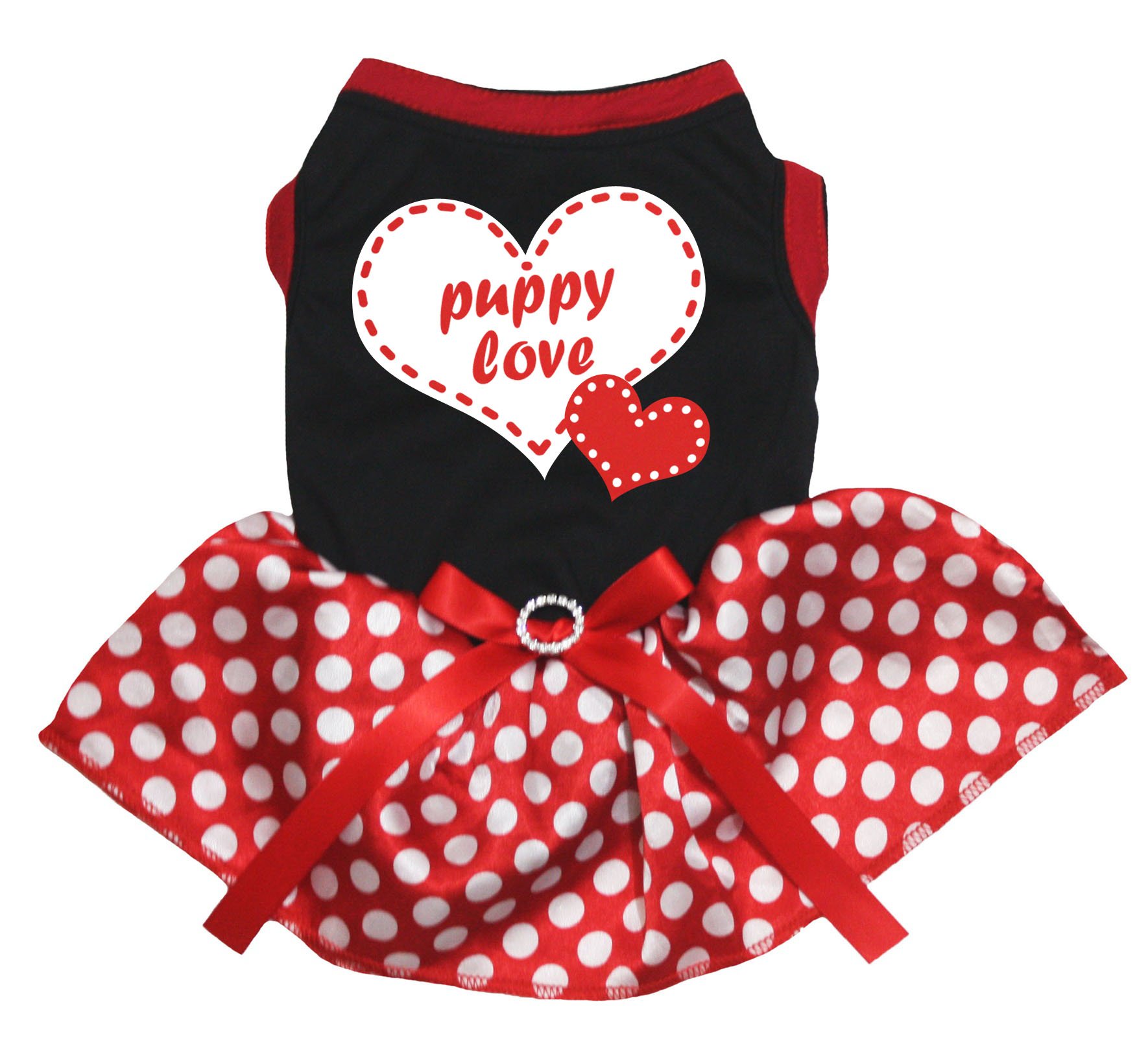 Robe pour chien avec cœur noir idéale pour les promenades citadines en taille XS