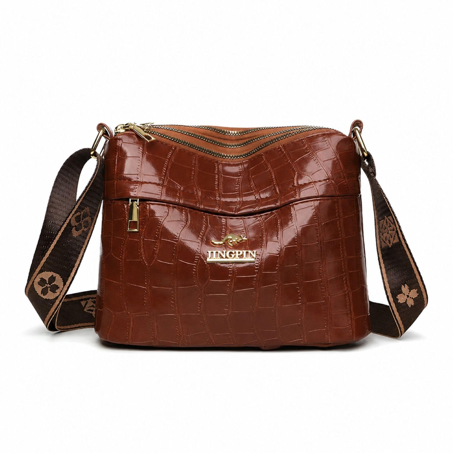syga Women's Pu Leather Material with Crocodile Pattern, Sling Bag (Brown)-picture-31