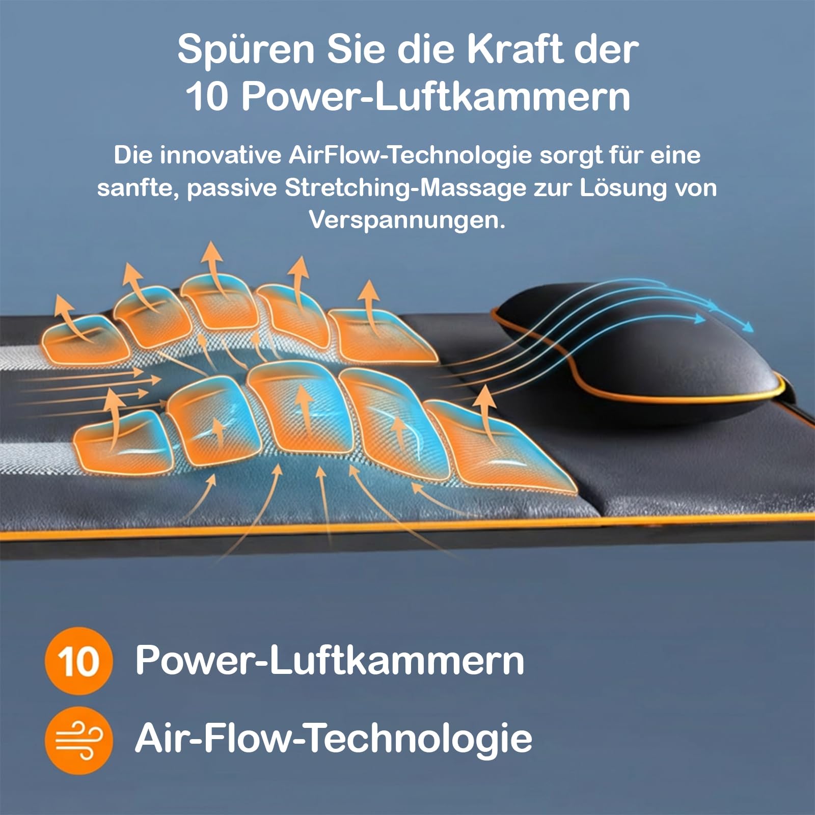 Belena Air Stretch - elektronische Stretch & Massagematte - Ganzkörpermassagematte mit Wärmefunktion - Massage - Yoga-inspirierte Dehnung für Schultern, Rücken und Nacken