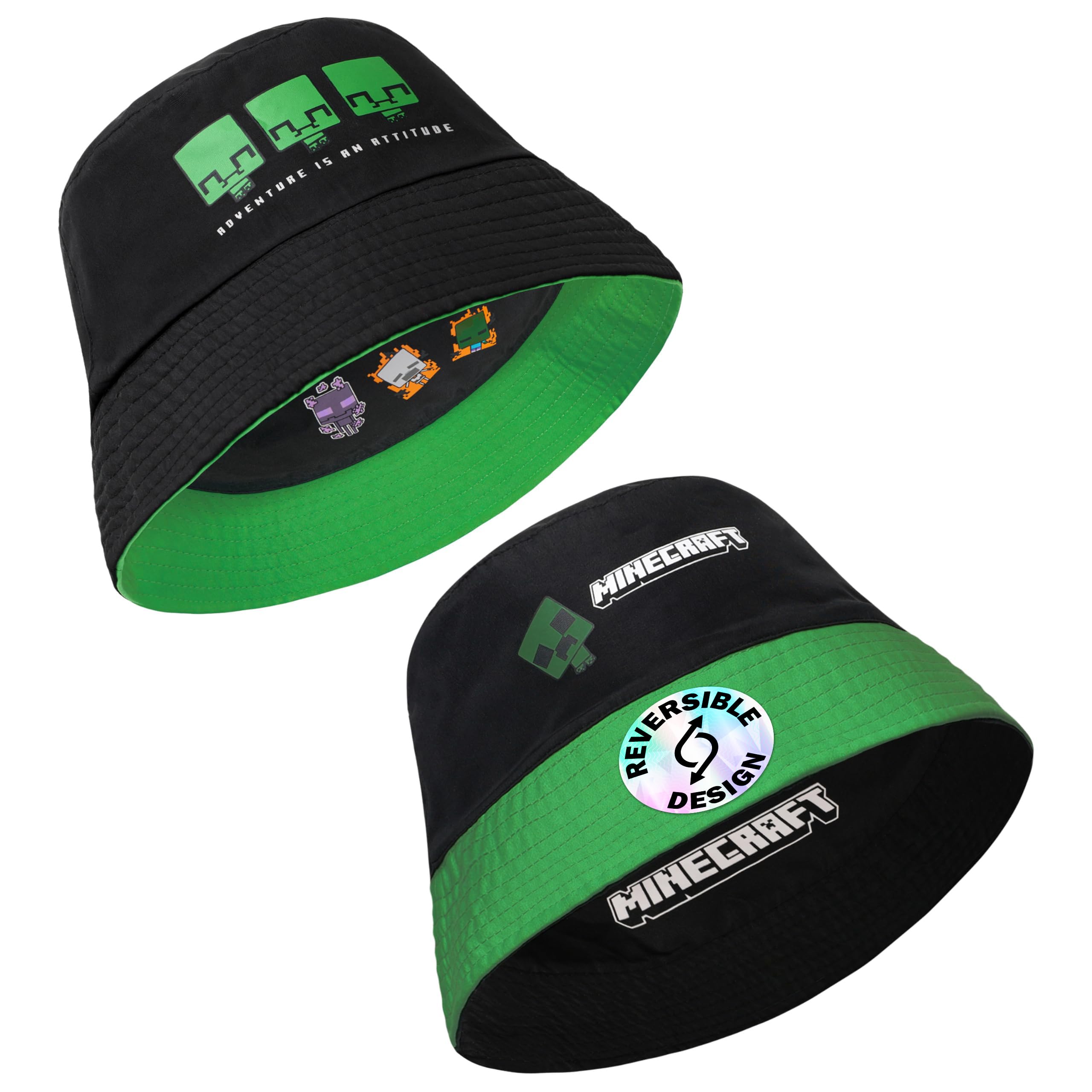 Minecraft Boys Bucket Hat, Sun Hat for Kids Beach Summer Holiday Essentials - Gifts for Gamers