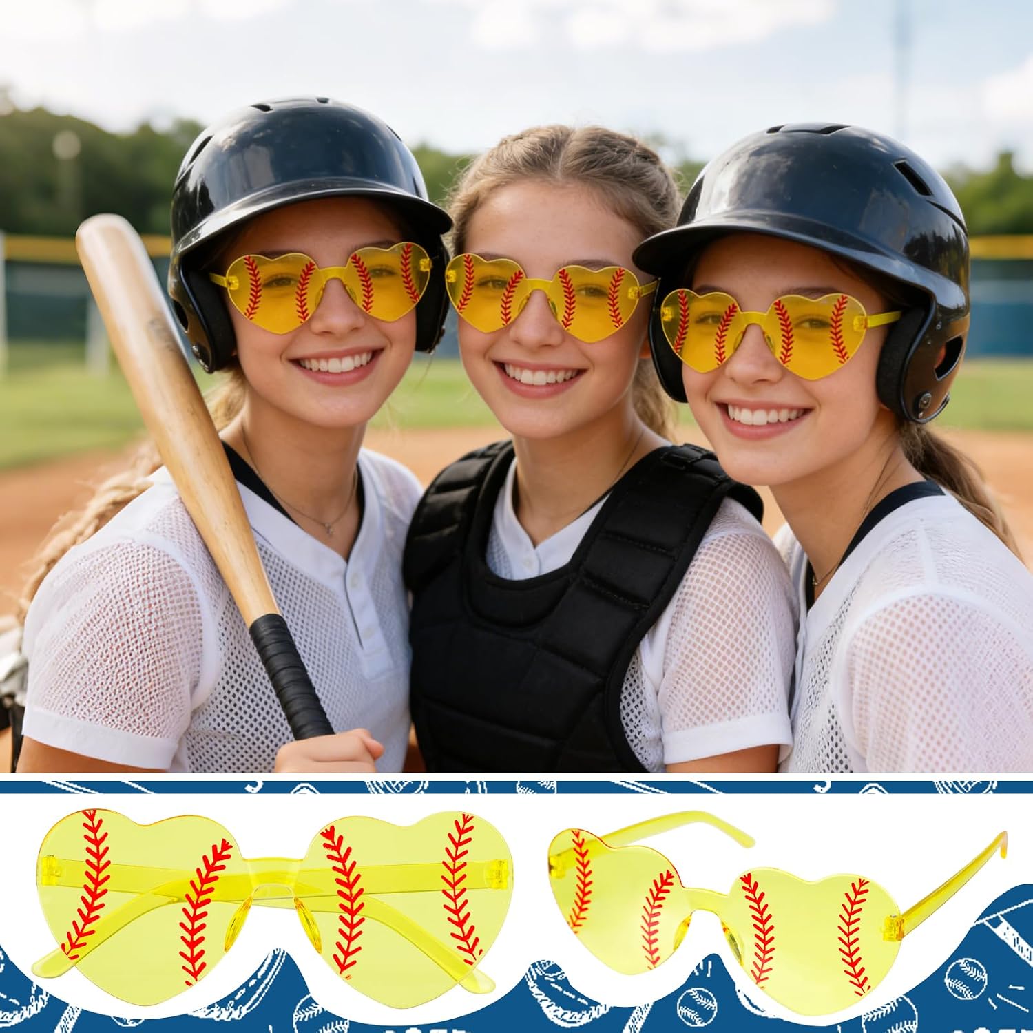 20 Pack Party Favors Glasses – Bulk Heart Sport Sunglasses for Team Gifts, Volleyball Basketball Softball Soccer
