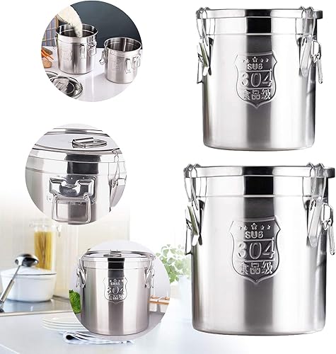 Miniatura 7 de Recipiente hermético de acero inoxidable 304, cubo de hielo para bebidas con tapa hermética y asas, cubo de almacenamiento de aceite de arroz de