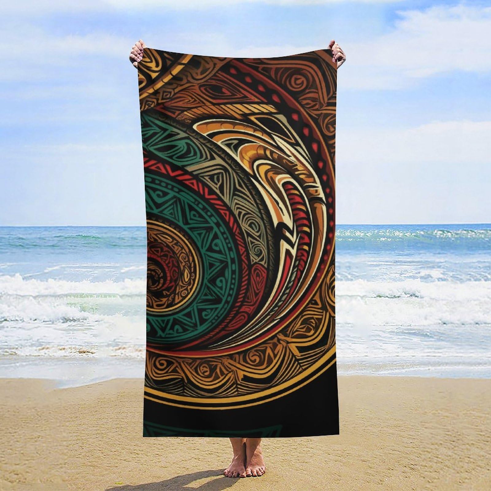 NTVOWPZO Dark Teal HD Images Beach Towel Oversized Microfiber Bath Towels Lightweight Sand Proof Beach Towels Absorbent Pool Towels for Swimming Yoga Bathroom Towel 31.5" X 63"