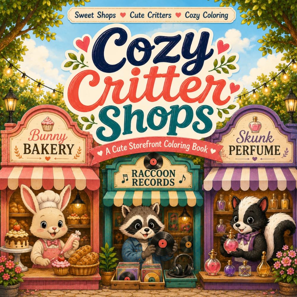 Cozy Critter Shops: A Cute Storefront Coloring Book
