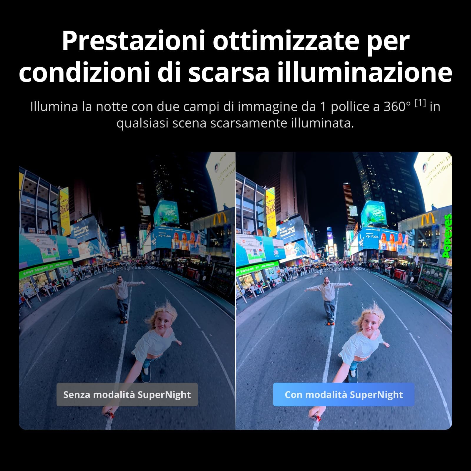 DJI Osmo 360 Combo Essenziale, fotocamera 360 con immagini a 360° da 1 pollice, video a 360° nativi in 8K, kit con manico telescopico invisibile da 1,2 m, durata della batteria estesa con 2 batterie