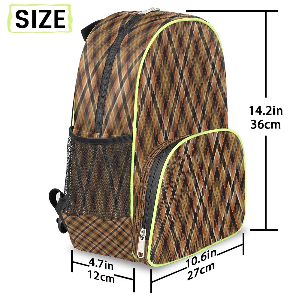 Sac à dos rétro écossais TropicalLife pour enfants, grand cartable d'école L