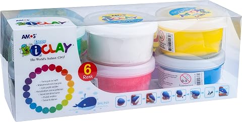 Amos Ic30P6 Proje Hamuru-I Clay 30Gr 6 Li Pet, 6 Renk Karışık, 30 Gram