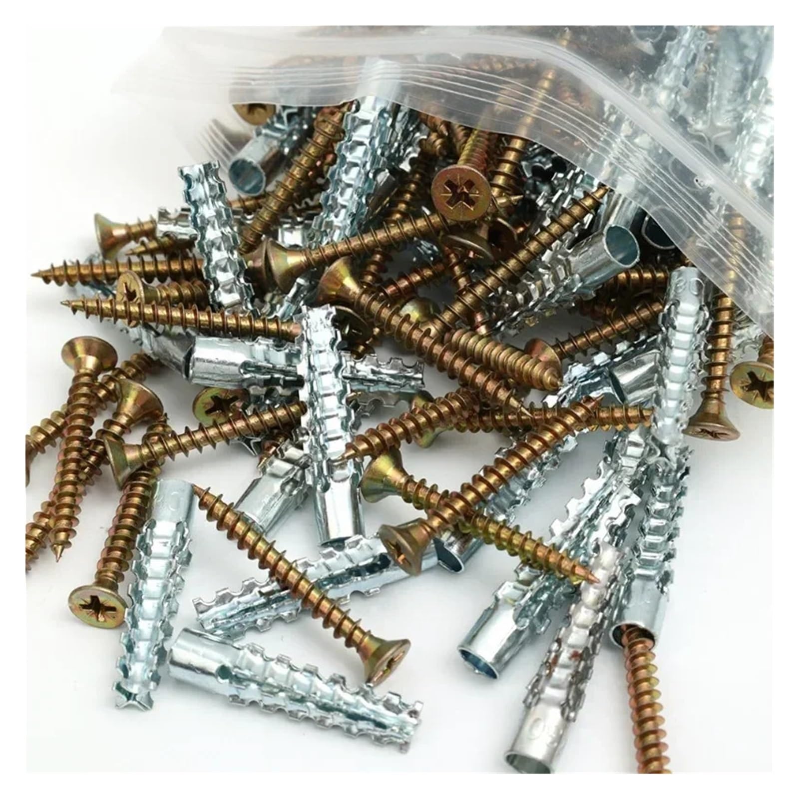 Pernos De Expansión 100 10set tornillos autorroscantes dentados tubo de expansión Metal tapón perforación anclajes pared hormigón sujetador(100sets)
