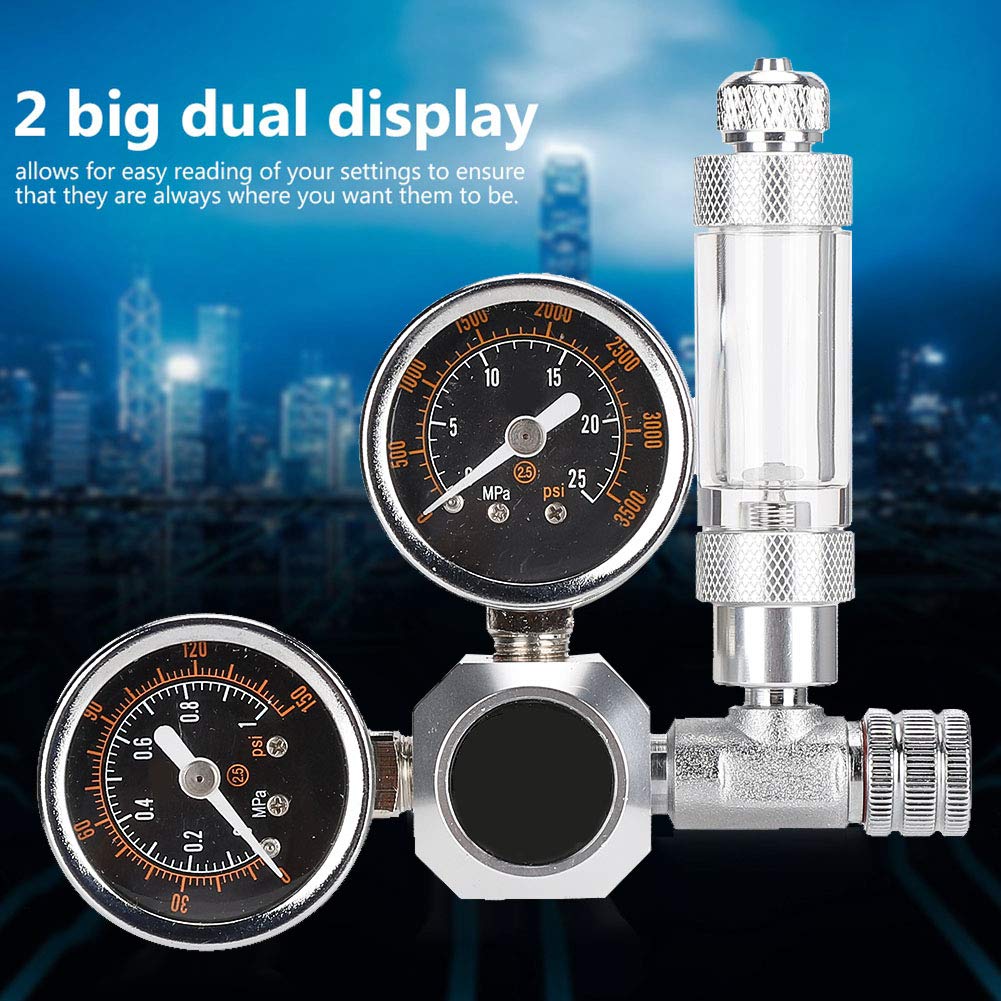lyrlody Distributeur de CO2 pour Aquarium, Système de CO2 pour Plantes Aquatiques avec Régulateur de CO2 à Pression Réglable avec Double Affichage, avec Compteur de Bulles et Clapet(Interface w21.8)