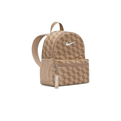 Nike Kids Brasilia Just Do It All Over Print Mini Backpack (11L) (Little Kid/Big Kid) Backpack Bags Hemp/Beechtree/White, Polyester