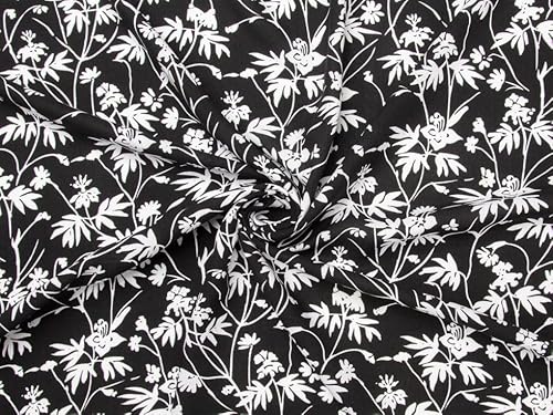 Minerva Black Deadstock Viscose Challis Fabric for Dressmaking - 140cm Wide - per metre
