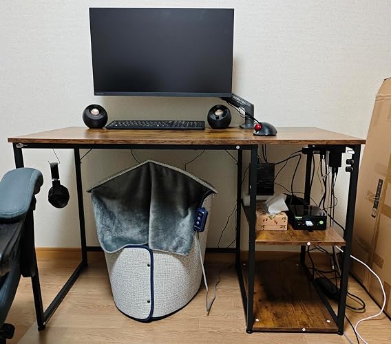 Maihail スチールウッド小型簡易なラック付きコーナーデスク Amazon | Maihail ラック付き パソコンデスク pcデスク ゲーミング 机