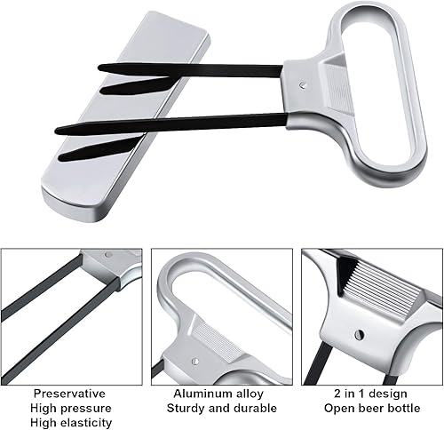 Miniatura 5 de Extractor de corcho, abridor de botellas de vino, cerveza, extractor de corcho de dos puntas con tapa para botellas de vino, champán y amantes del