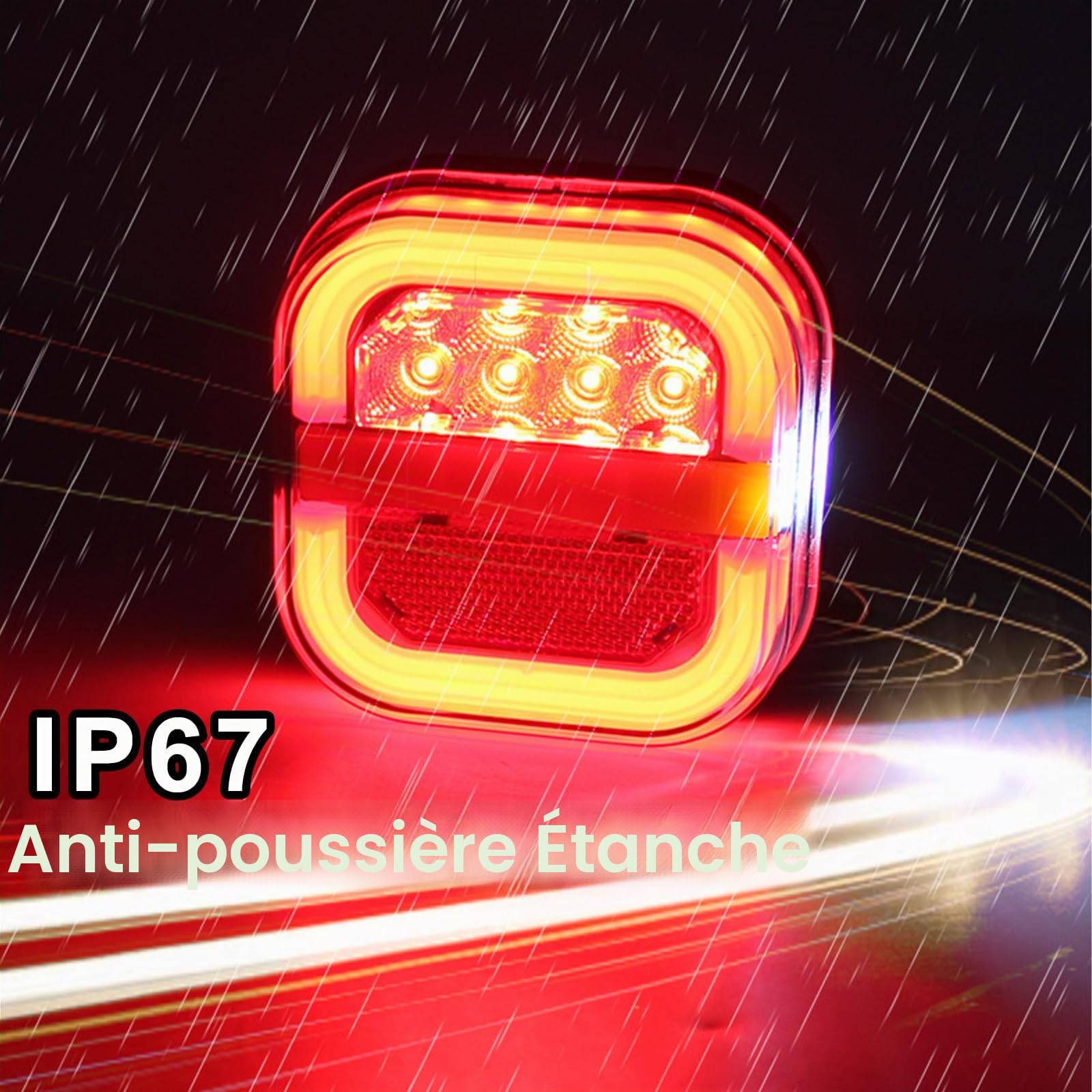 Feux De Remorque Arrière 2pcs 12V - 36V Led Remorque Feux Arrière Clignotants Freinage Drive Light Fonction Imperméable à l'Eau 210mm Câble Indicateur Pour Remorque Caravane