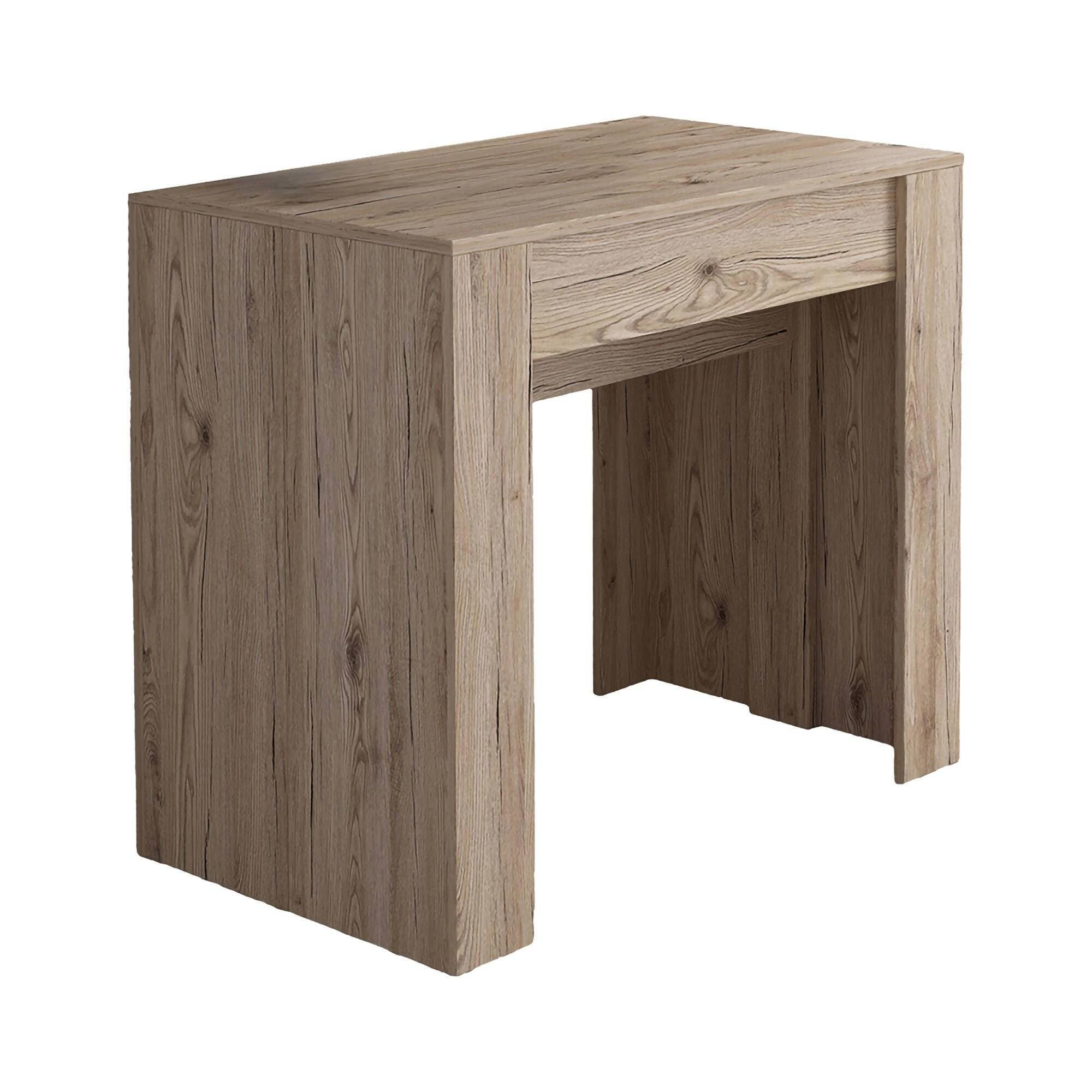 Dmora - Consolle allungabile Maclodio, trasformabile in Tavolo da Pranzo, salvaspazio ed Estensibile Fino a 237 cm, 90-237x76,6x90 cm, Quercia