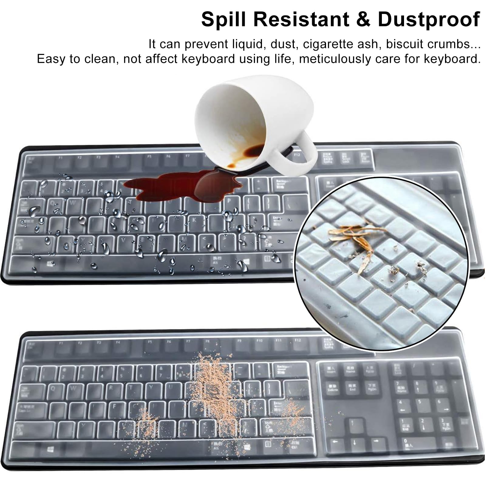Universelle Silikon Tastaturabdeckung Transparent - Wasserdicht, Für Desktop-Tastaturen, Ca. 43,2 Cm
