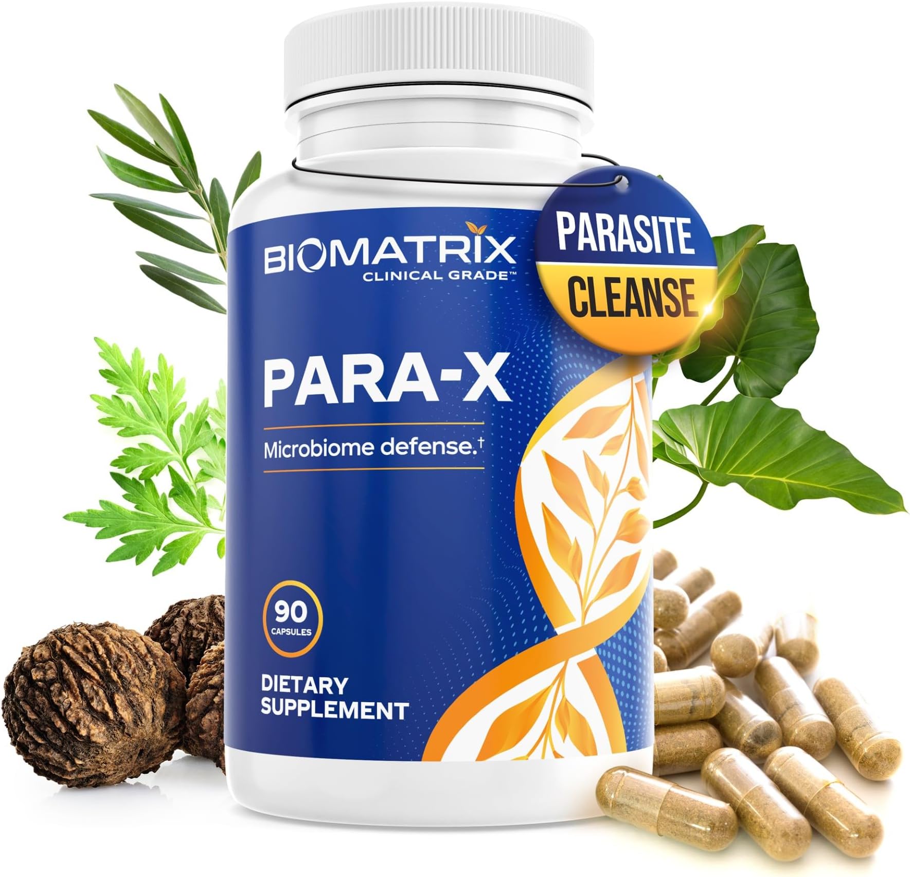 BioMatrix para-X Digestive Cleanse Supplement, Herbal Formula – Wormwood, Berberine, Black Walnut, Artemisinin, Olive Leaf, for Humans | 30-60 Day Supply | 90 Veggie Caps