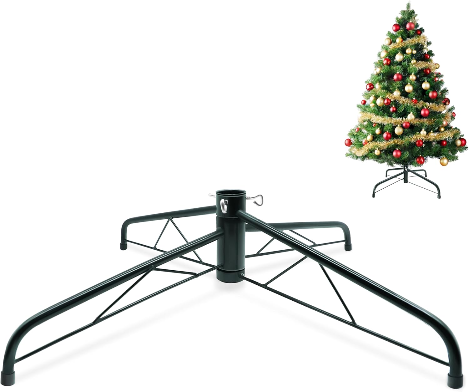 24 inch Replacement Christmas Tree Stand for Artificial Trees,Folding Metal Christmas Tree Base with 1.25 Inch Bore Sizes for 5 to 8 ft Xmas Trees(Green) 24 inch Replacement Christmas Tree Stand for Artificial Trees,Folding Metal Christmas Tree Base with 1.25 Inch Bore Sizes for 5 to 8 ft Xmas Trees(Green)