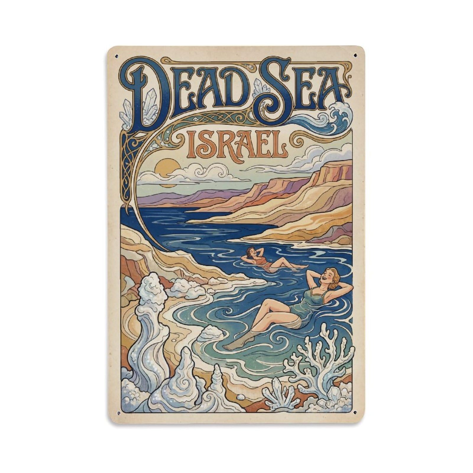 Metal Tin Sign Israel Dead Sea Travel Retro