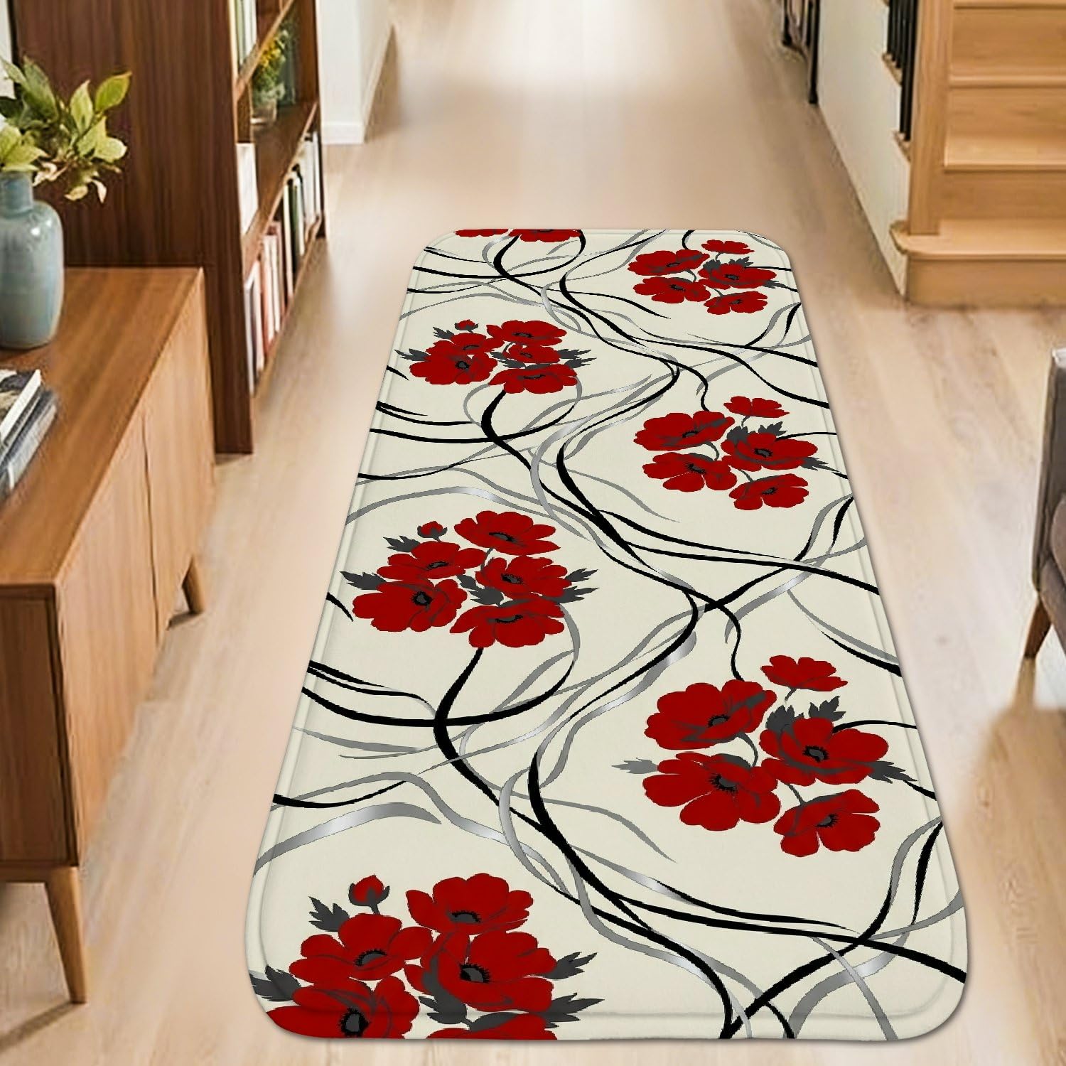 Tapis de couloir moderne 0,6 x 2,4 m en éponge pour cuisine et entrée