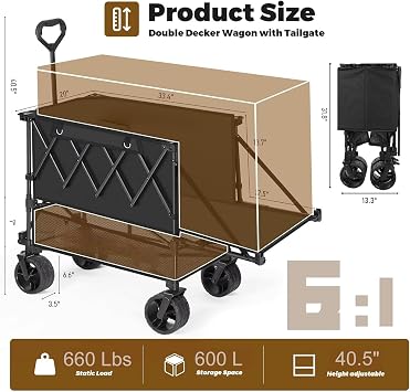 Double Decker Wagon Heavy Duty Collapsible with Table