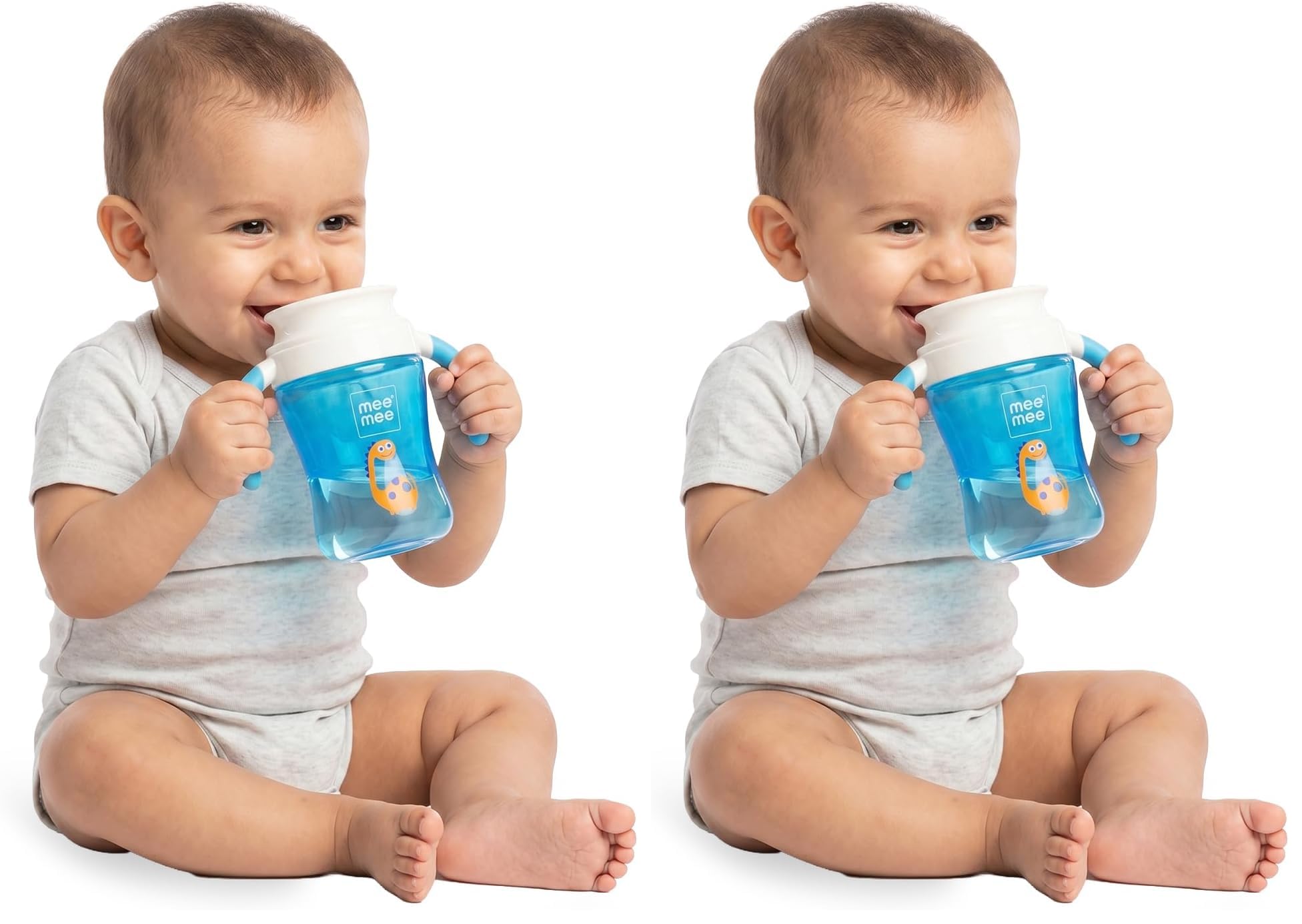 Mee Mee 360° Spout Trainer Sipper 240 ml | Dual Handle, Anti-Leak & Spillproof Sippy Cup for Toddlers | Non-Toxic & BPA-Free | Dust Cover | Lightweight & Easy Grip Handles (Blue) (Pack of 2)-image-36