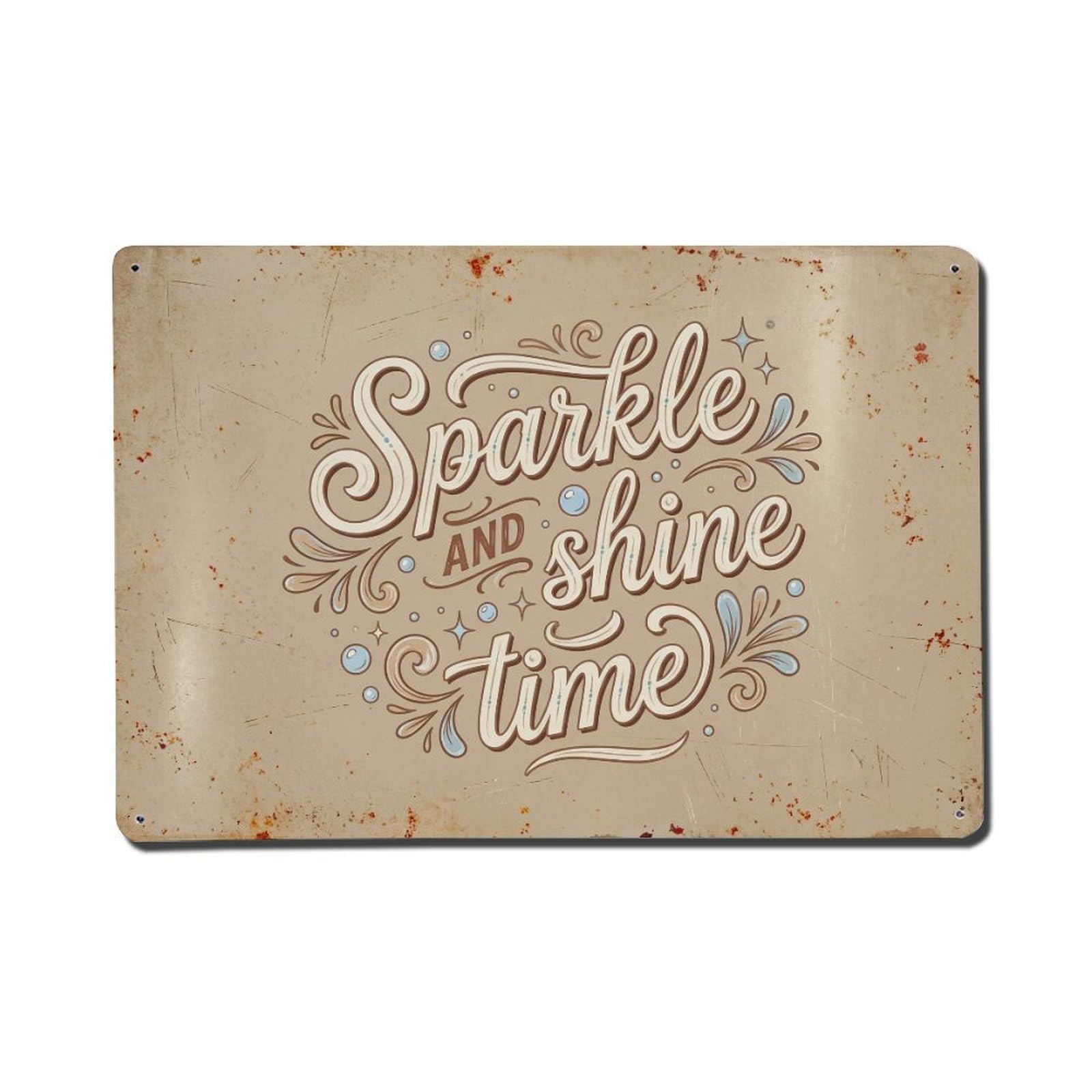 Olhnbad Style Sparkle And Shine Time Hand Washing Quote Metal Tin Sign