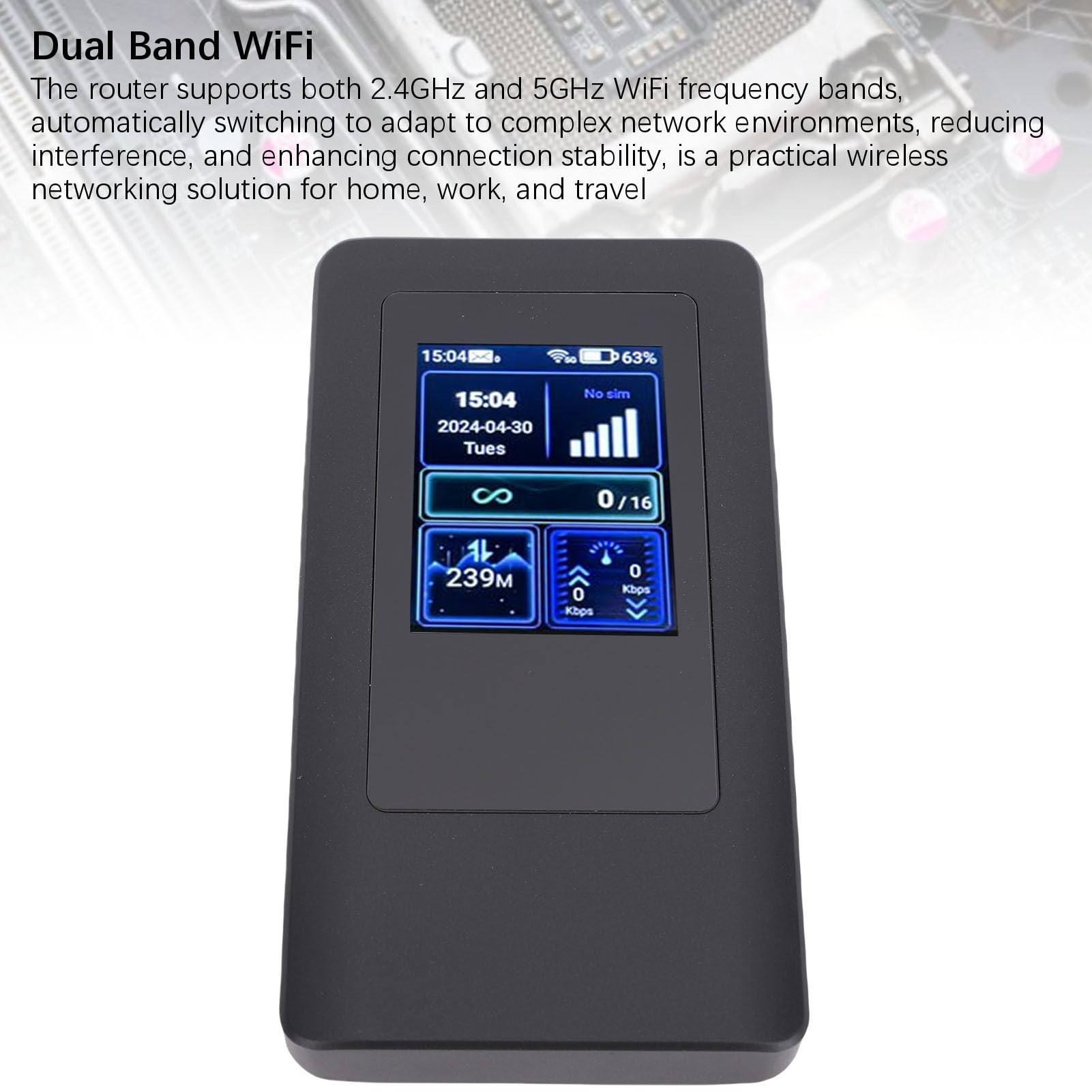Fockety Mobilny punkt dostępu, 5G Mobilny bezprzewodowy punkt dostępu WiFi Przenośny 16 podłączonych urządzeń Urządzenie WiFi z gniazdem na kartę SIM Bateria 4200 mAh, do domu