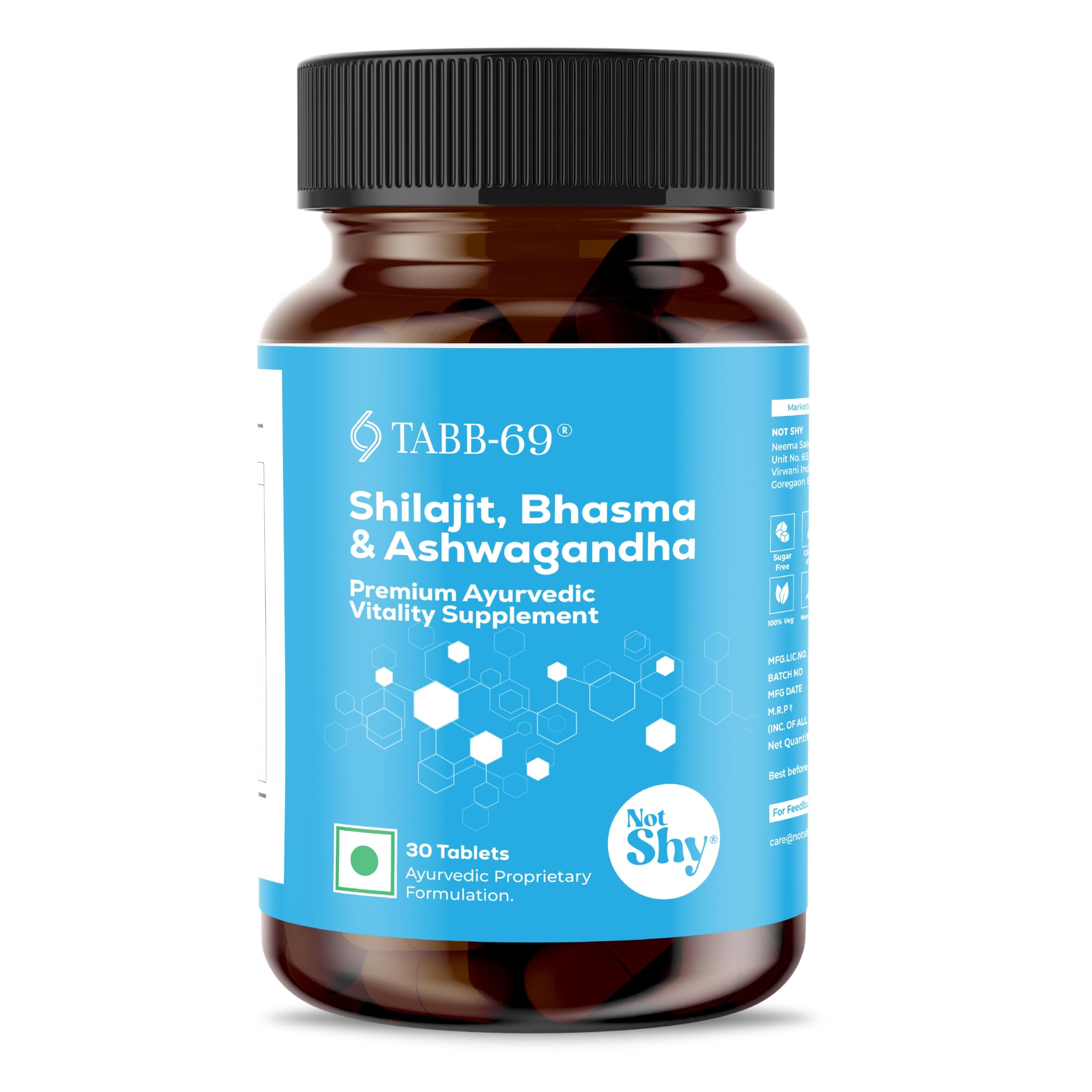 TABB-69 Notshy | Ayurvedic Supplement With Ashwagandha, Kaunch Beej Safed Musli Extracts, | 1 Bottle Of (30 Tablets) (B0D5R733WH) Amazon Price History, Amazon Price Tracker