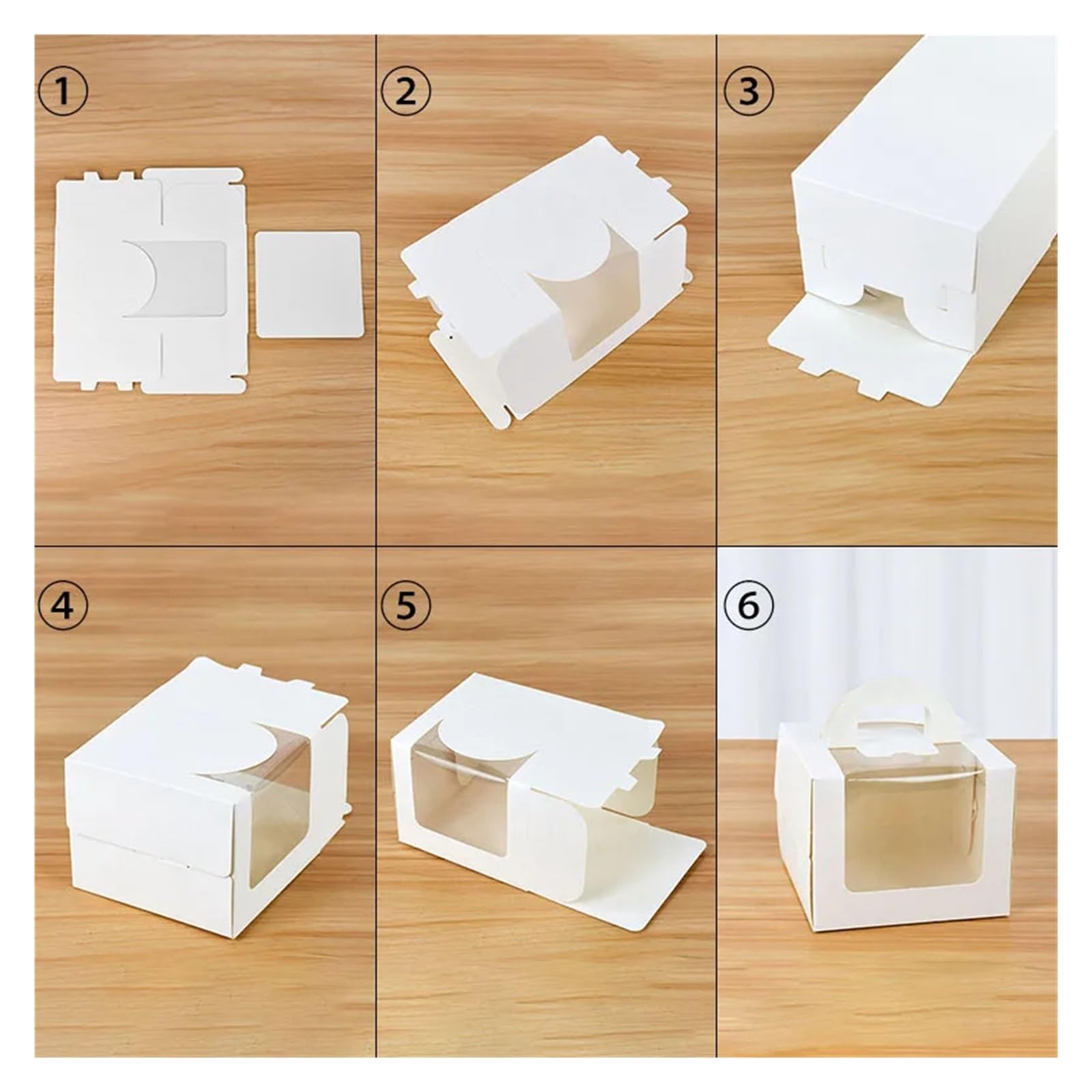 Boîte d'emballage pour gâteaux 1/3/6 Pièces Boîtes d'emballage De Gâteaux Multi Taille Bonbons Biscuits Boîte Anniversaire Mariage Noël Gâteau Au Chocolat Emballage(6pcs,L)