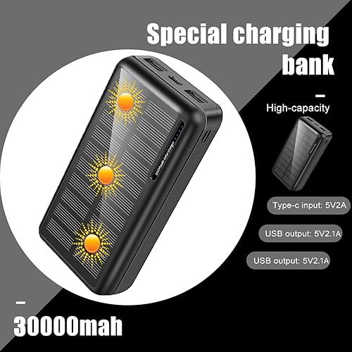 Miniatura 2 de Cargador solar de banco de energía, paquete de 2 cargadores portátiles de 5 V, 2.1 A, 30000 mAh, puertos USB duales de 5 V de salida de energía