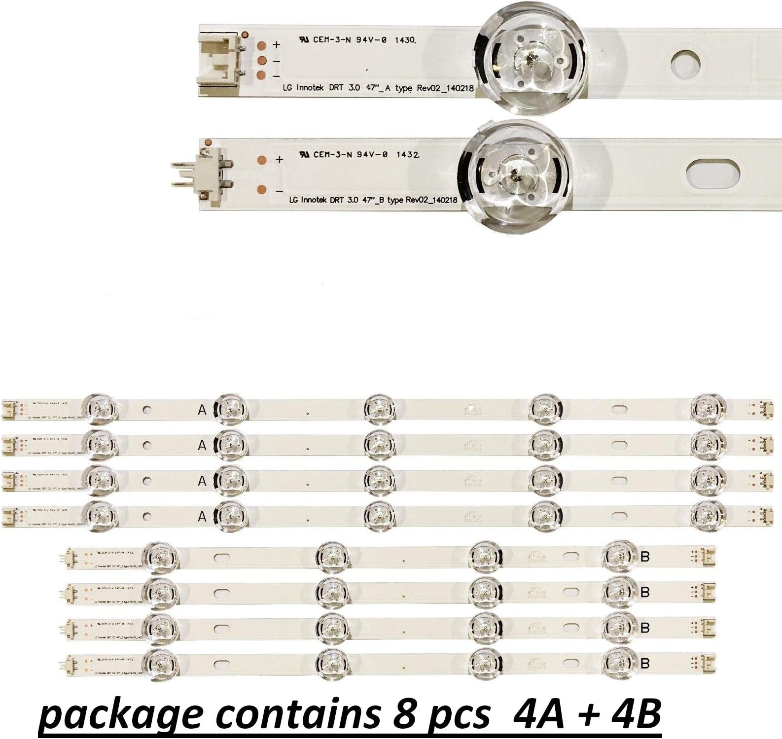 47lb5800 47lb5900 47lb6100 47lb6300 47gb6500 lc470duh LED Backlight Strips Complete Set for LG Double Side Adhesive Tape Included