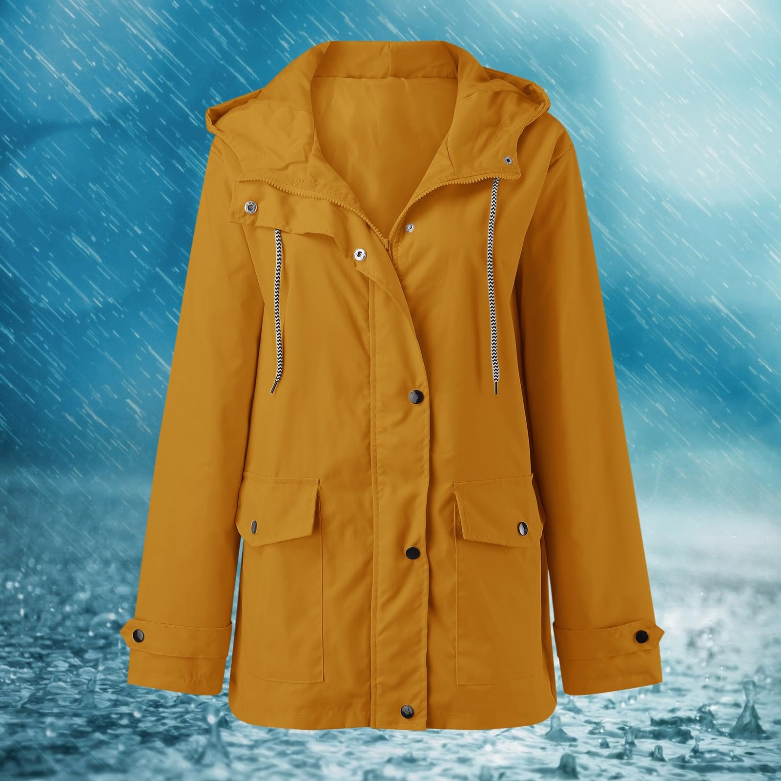 Genérico Chaqueta Mujer-Sudadera Con Capucha Para Mujer Abrigo Impermeable Para La Lluvia Bolsillos SóLidos Chaqueta Con Cremallera Entrenamiento Chaqueta De Lluvia A De Al Libre