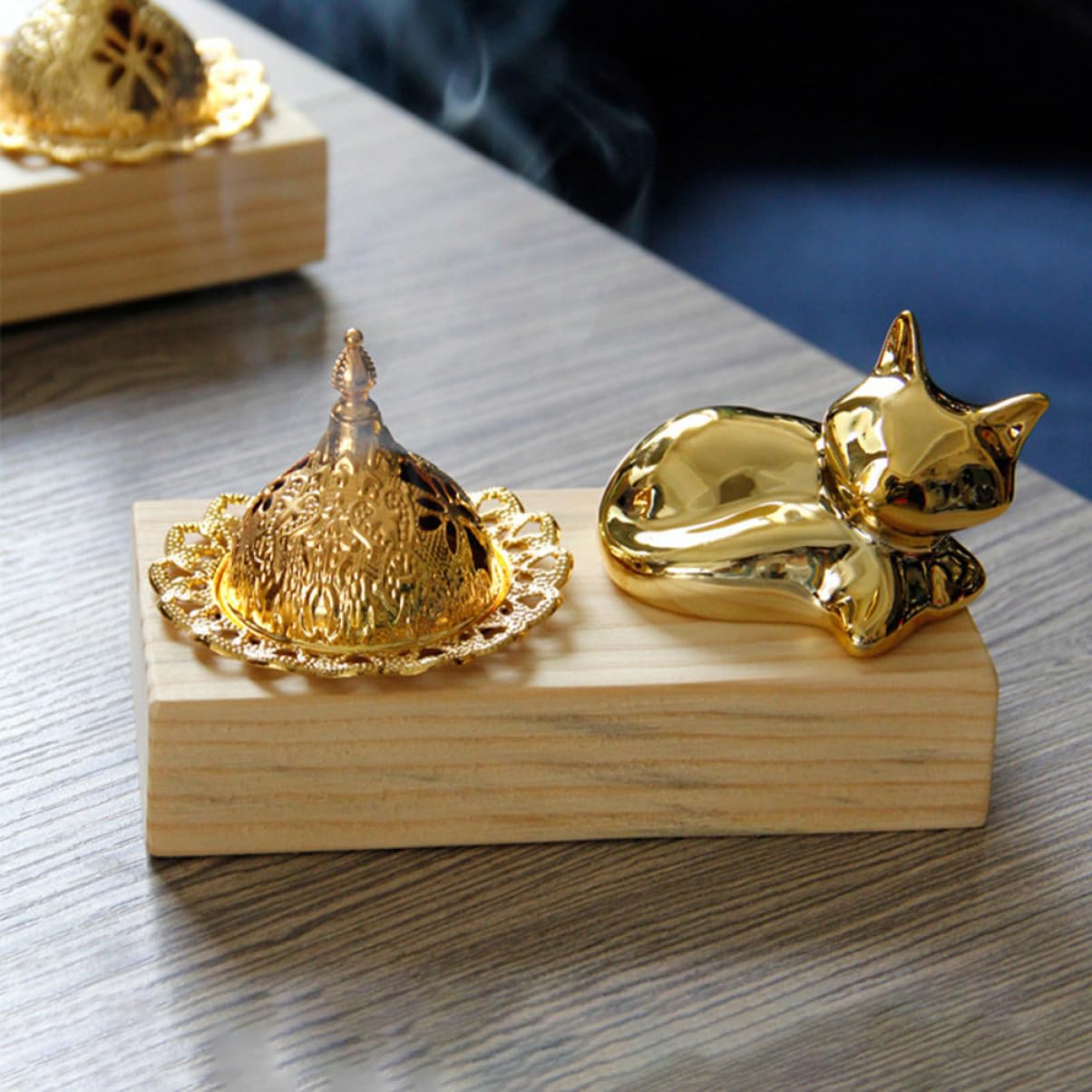 Gatuida 4 Sätze Aromatischer Holz und Metall Räuchergefäß für Zuhause Dekorative Censer für Aromatherapie und Meditation für Wohn und Arbeitsräume Kompakte Hochwertige Verarbeitung