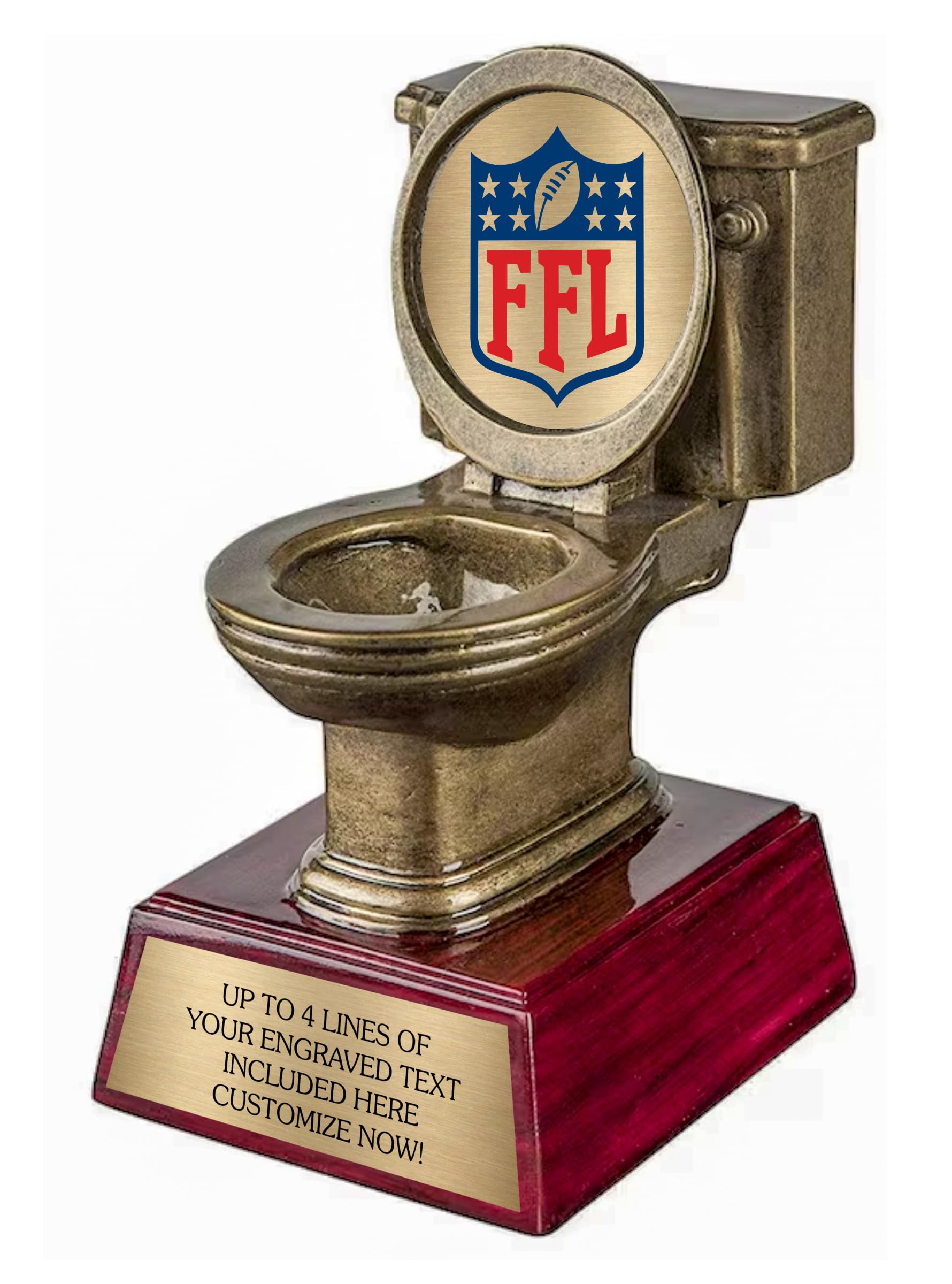 Last Place Fantasy Football Trophy Funny for Loser - 2024 Toilet Bowl Trophies with Engraved Plates - Personalized Custom Awards for FFL League Losers - 6 Inches Tall - Customize Now