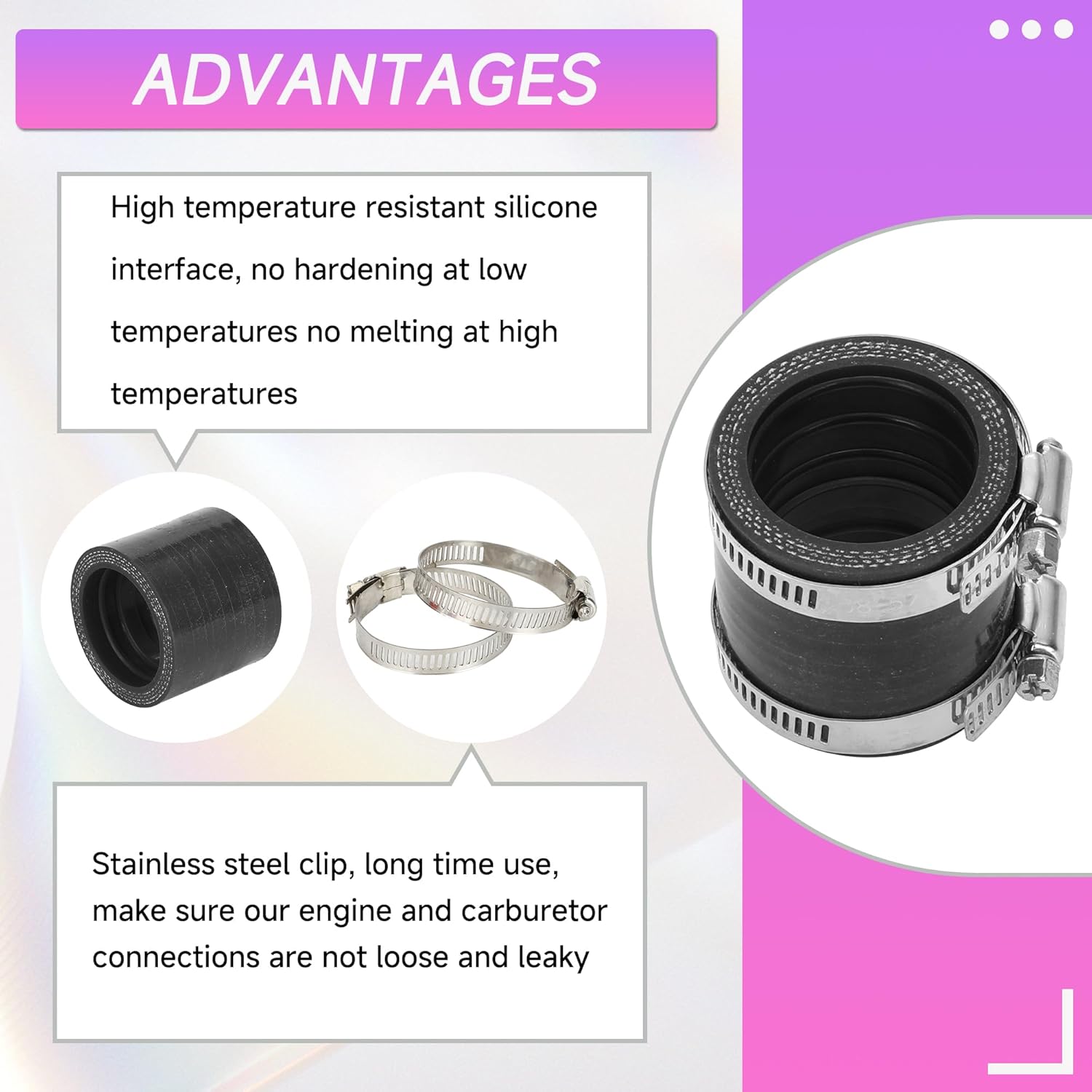 Intake Pipe Inlet Manifold Adapter Kit Replacement for Predator 301cc 420cc 459cc GX340 GX390 GX270 11Hp 13Hp Engine VM34 Carburetor Mini Bike Go Kart Lawnmower Powersports Parts Black