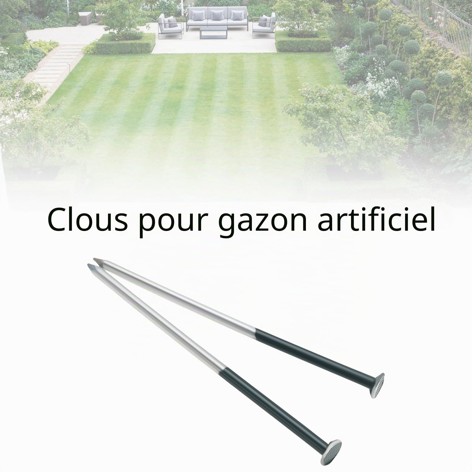 Lot de 50 clous à tête ronde galvanisés pour gazon artificiel Vert foncé 5 mm x 150 mm